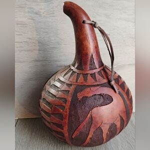 Vintage Maasai Hand Carved Gourd Giraffe Home Decor Kenya